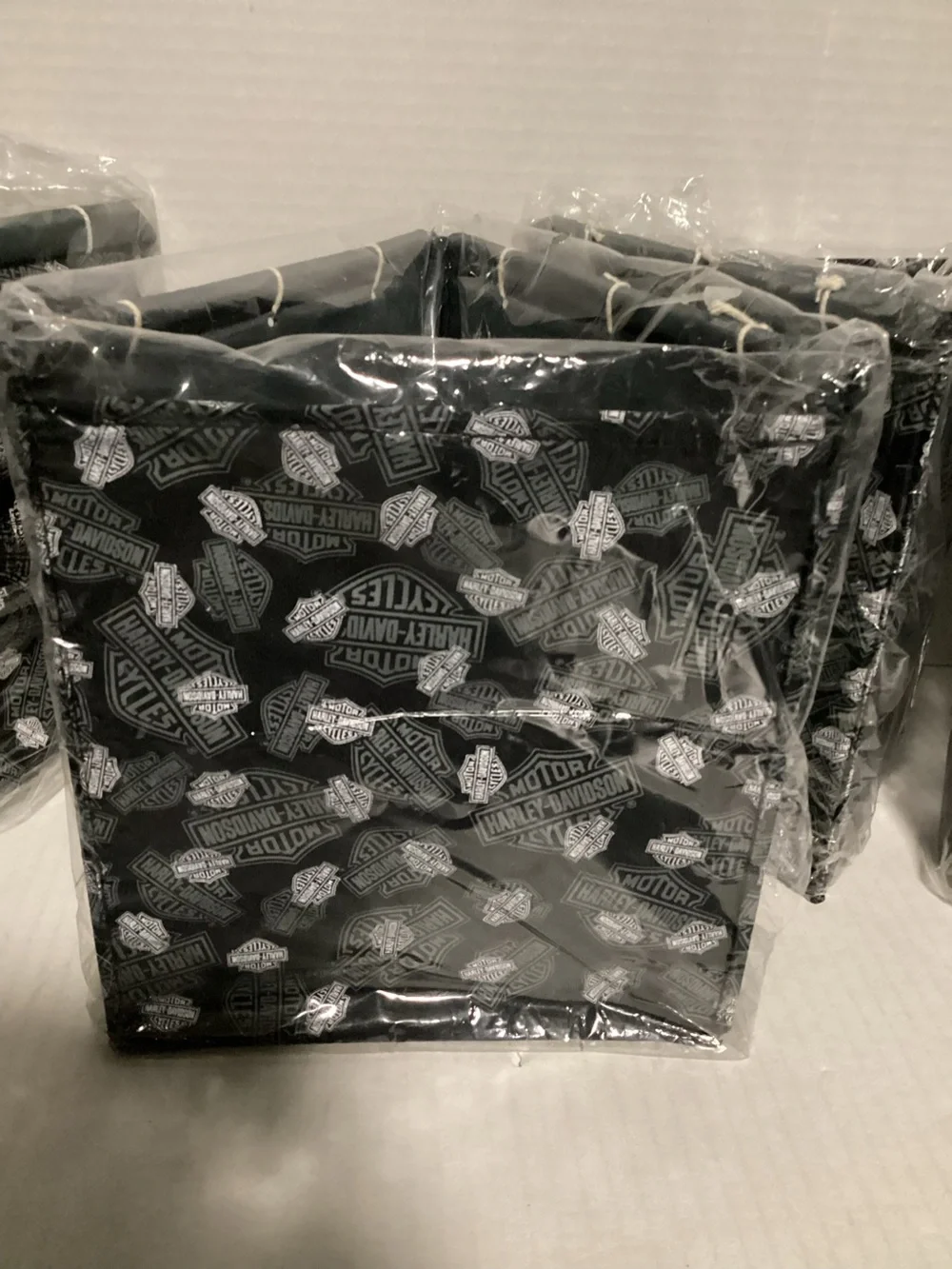 Harley-Davidson Black Patterned Fabric bean bag tent Storage Bins (Set of 5)